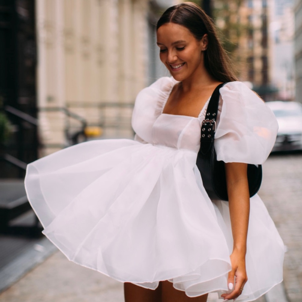 Selkie Imitation White Puff Dress - L